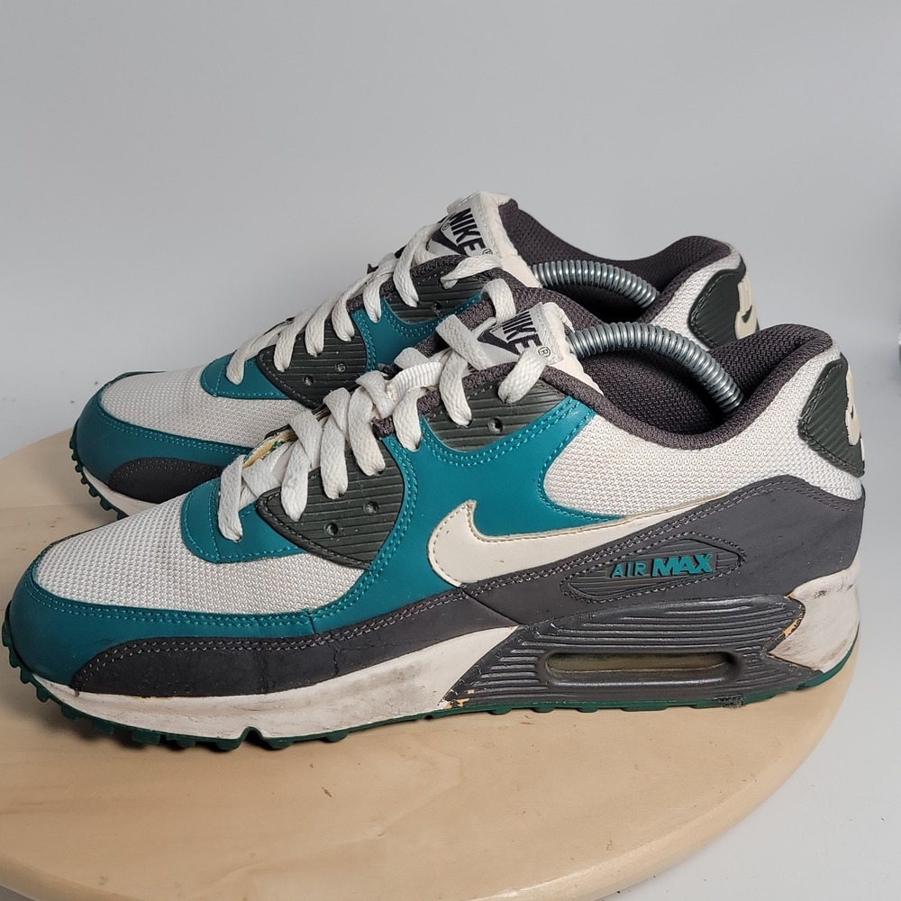 Nike Air Max 90 White Teal Athletic Shoes Men Size 9 Cross Trainer Running Shoes - Picture 6 of 10